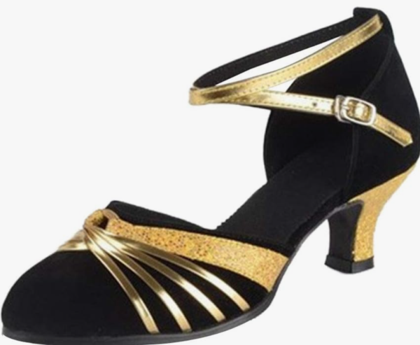 Womens Latin Dance Shoes Closed Toe Ankle Strap – Black UK 5
