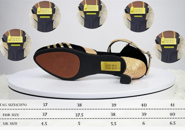 Womens Latin Dance Shoes Closed Toe Ankle Strap – Black UK 5