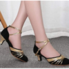 Womens Latin Dance Shoes Closed Toe Ankle Strap – Black UK 5