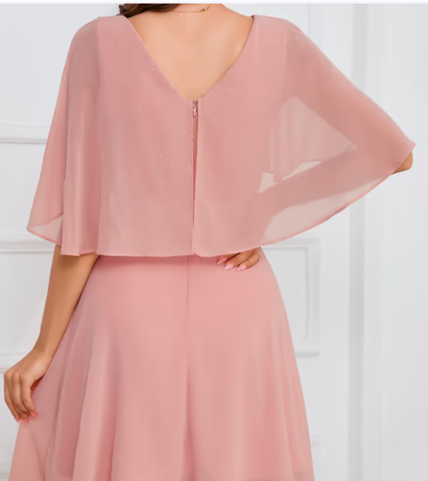 Dressystar Women's Cocktail Dress Elegant Sequin Overlay V-Neck – Blush XL