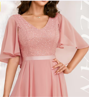 Screenshot 2026-01-11 111222 Dressystar Women's Cocktail Dress Elegant Sequin Overlay V-Neck – Blush XL