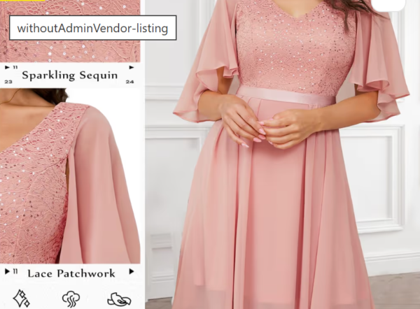 Dressystar Women's Cocktail Dress Elegant Sequin Overlay V-Neck – Blush XL