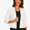 Allegra K Women's Elegant Blazer Collarless Peplum Jacket – White L