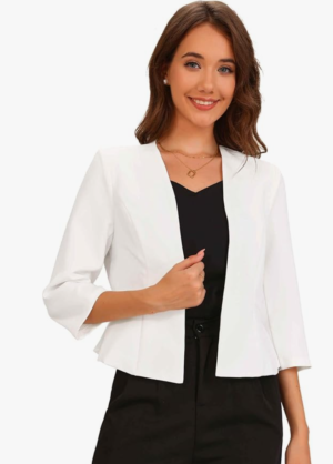 Screenshot 2026-01-11 112253 Allegra K Women's Elegant Blazer Collarless Peplum Jacket – White L