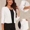 Allegra K Women's Elegant Blazer Collarless Peplum Jacket – White L