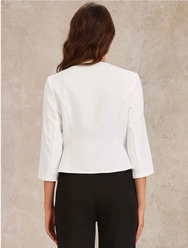 Allegra K Women's Elegant Blazer Collarless Peplum Jacket – White L