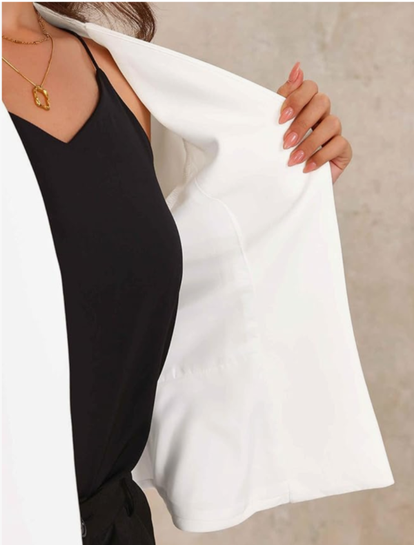 Allegra K Women's Elegant Blazer Collarless Peplum Jacket – White L