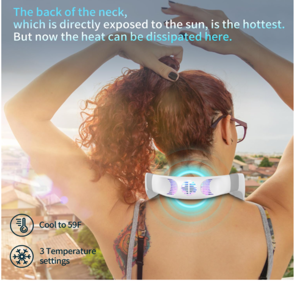 Neck Fan with Cooling Plate Bladeless Portable Quiet Air Conditioner – White