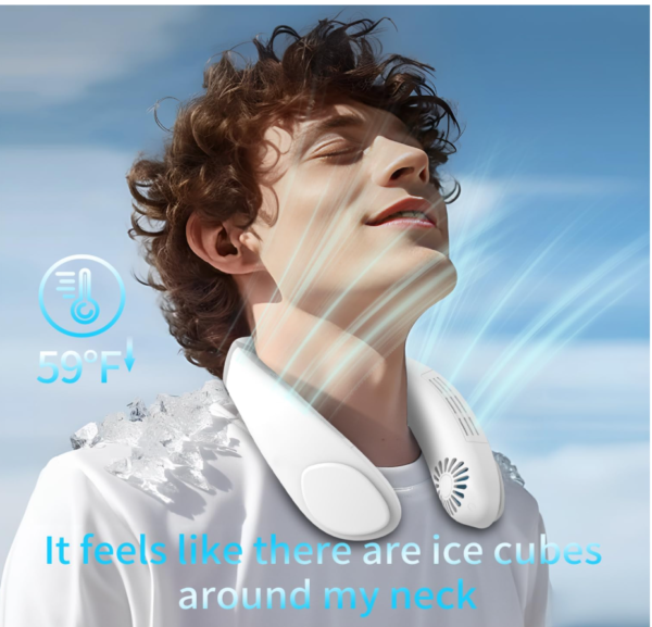 Neck Fan with Cooling Plate Bladeless Portable Quiet Air Conditioner – White