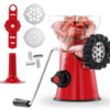 Geedel Meat Grinder 4 in 1 Manual Mincer Sausage Maker with Suction Base – Red
