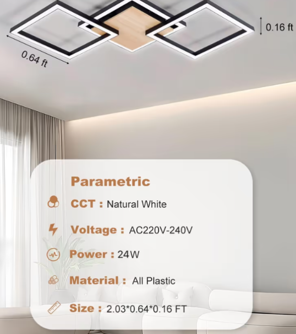 Screenshot 2026-01-11 124244 LED Ceiling Light Modern Square Design for Living Room/Kitchen – Black Plastic