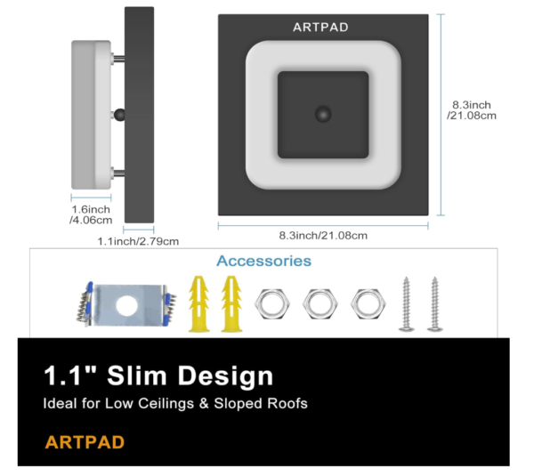 Screenshot 2026-01-11 124710 Artpad 12W Modern LED Square Ceiling Lamp – White