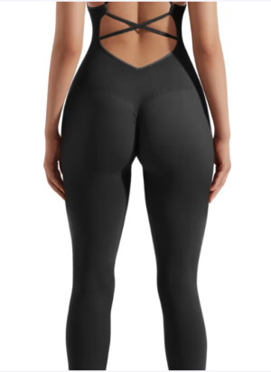 DOULAFASS Women Backless Tummy Control Jumpsuit – Black SIZE L