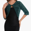 Screenshot 2026-01-11 133957 Women’s Hook Button Cardigan Lace Bolero Shrug 3/4 Sleeve – Dark Green M