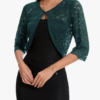 Screenshot 2026-01-11 134003 Women’s Hook Button Cardigan Lace Bolero Shrug 3/4 Sleeve – Dark Green M