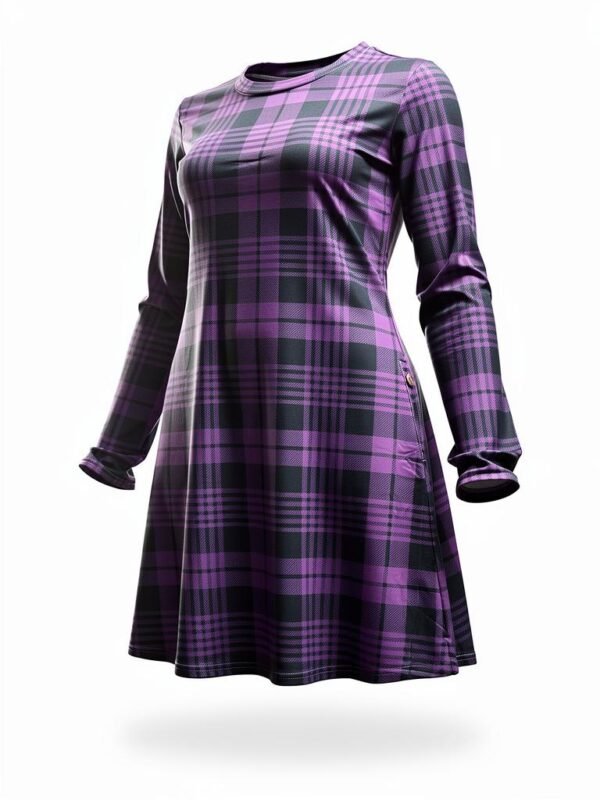 WhatsApp Image 2026-01-04 at 08.00.30 SENBATU Jumper Dress for Women Swing Christmas Dress with Pockets – Purple Black Plaid - Mixed Box
